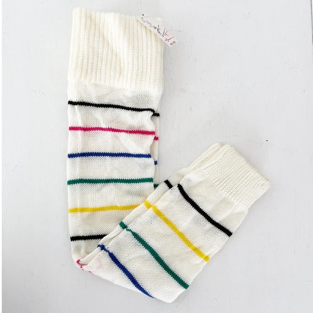 1980s Knit Rainbow Leg Warmers Colorful Striped 80s One Size, Pride, Decades Day